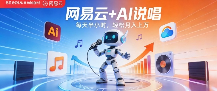 网易云+AI说唱，每天半小时，AI内容创作+流量变现，轻松月入1W-亮剑学堂