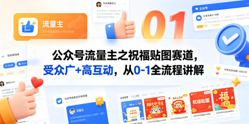 公众号流量主之祝福贴图赛道,受众广+高互动,从0-1全流程讲解-亮剑学堂
