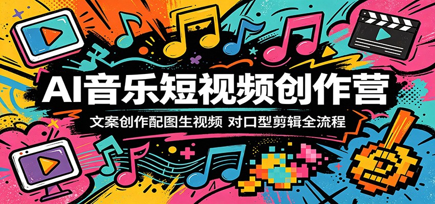 AI音乐短视频创作营:文案创作配图生视频,对口型剪辑全流程-亮剑学堂
