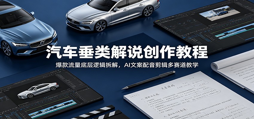 汽车垂类解说创作教程:爆款流量底层逻辑拆解,AI文案配音剪辑多赛道教学-亮剑学堂