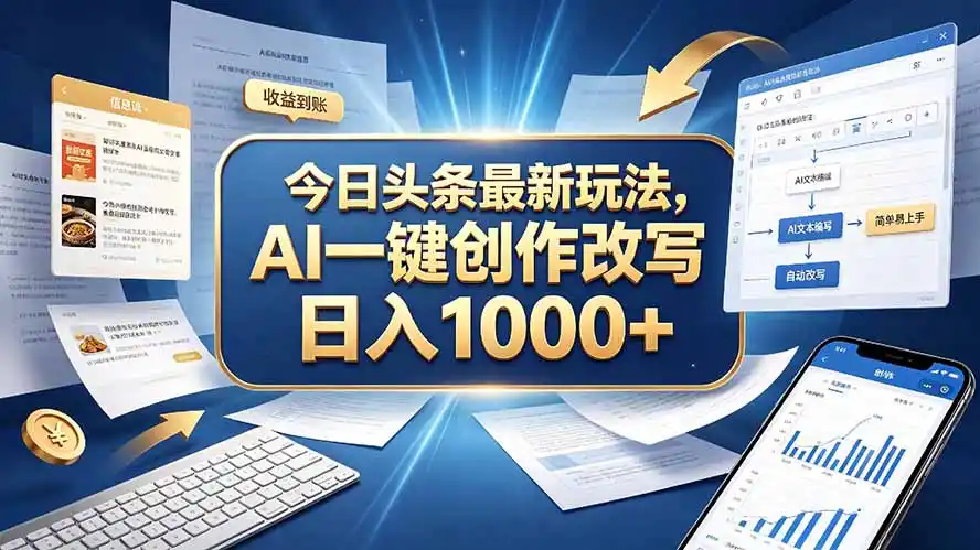 今日头条AI写作玩法，新手轻松日入1000+-亮剑学堂